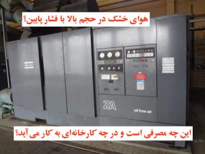 کمپرسور با هوادهی هوای خشک بالا با فشار بسیار کم در حد اتمسفر یا دو برابر آن از اطلس کوپکو - کمپرسور اسکرو اویل فری برقی اطلس کپکو