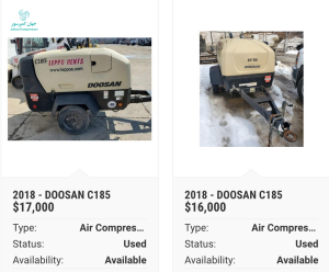 قیمت کمپرسور اسکرو دیزلی دوسان مدل C185- کمپرسور ۵ متری ۷ بار