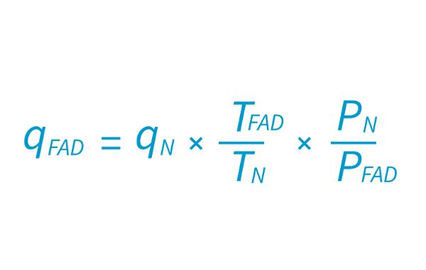 فرمول ریاضی محاسبه دبی هوای فشرده یا ظرفیت هوادهی کمپرسور هوا