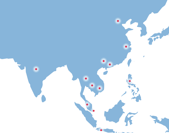 مراکز فعالیت کمپرسور کوبلکو در شرق آسیا بر روی نقشه