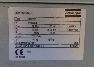 پلاک کمپرسور GA 30 VSD FF